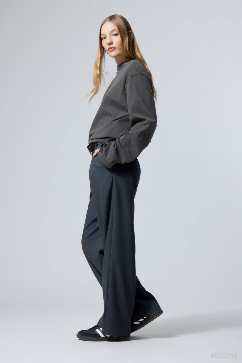 Weekday Zia Suit Trousers Dark Blue | ABWR4034